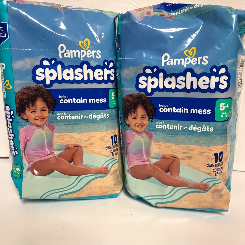 SEALED Pampers Splashers Swim Diapers Size 5+ 10 ct (lot of 2)
